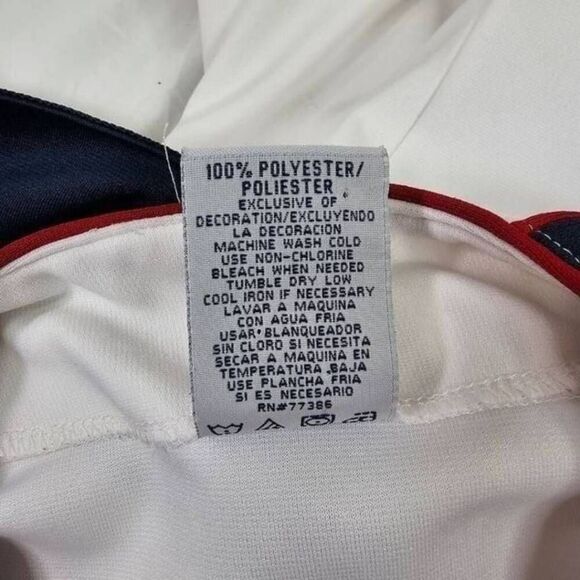 True Fan MLB Cleveland Indians Jersey Men’s Large L White Blue Red Baseball Shir - Picture 7 of 7